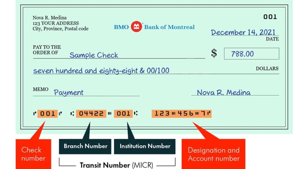 canadian payments association routing number bmo